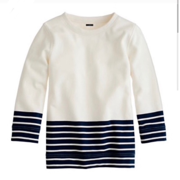 J. Crew Tops - J.crew white and navy stripe sweatshirt.